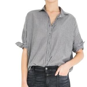 A SHIRT THING $275 Davis Bar Button up shirt Gray Stripe Size Small